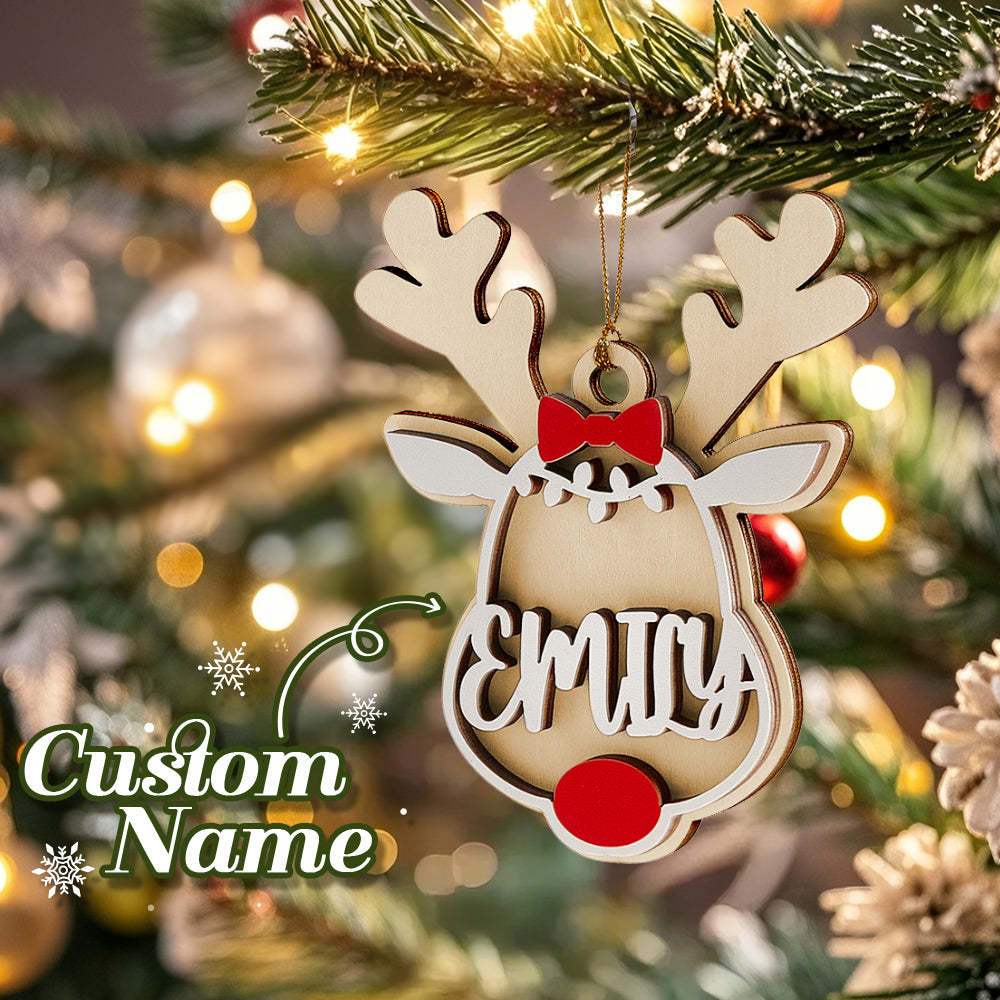 Personalized Reindeer Ornament with Name Christmas Tree Decorations Gift - soufeelus