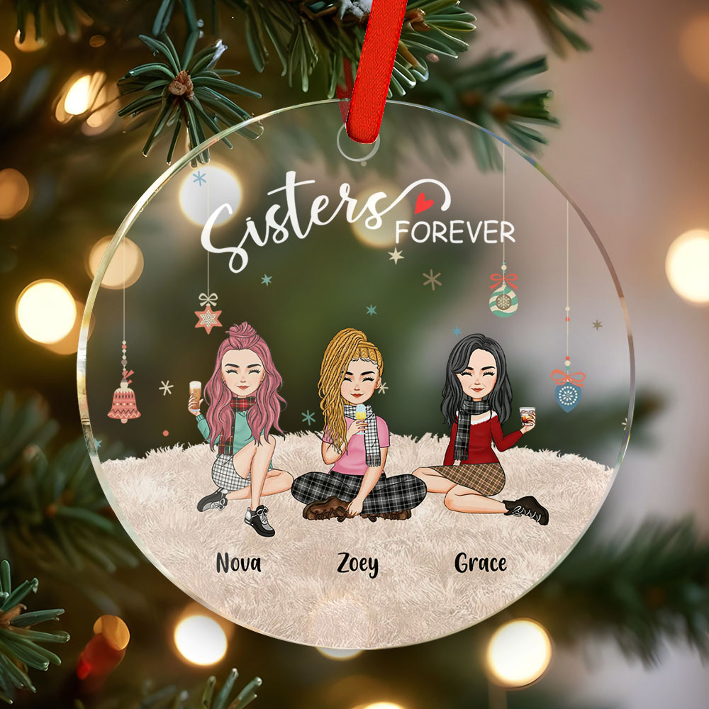 Personalized Circle Ornament Besties Forever Home Decor Best Christmas Gift