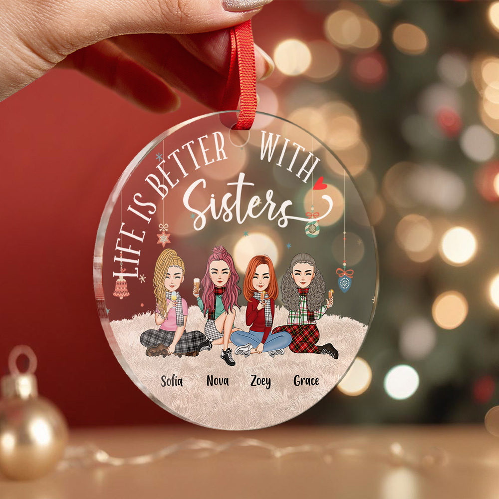Personalized Circle Ornament Besties Forever Home Decor Best Christmas Gift