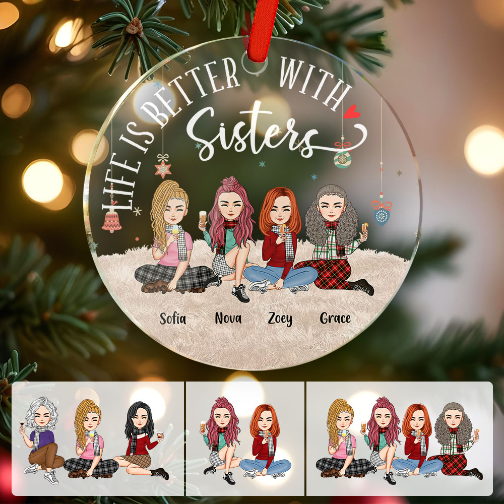 Personalized Circle Ornament Besties Forever Home Decor Best Christmas Gift