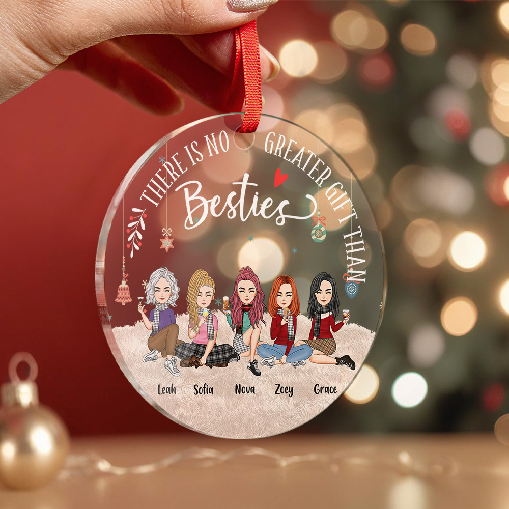 Personalized Circle Ornament Besties Forever Home Decor Best Christmas Gift
