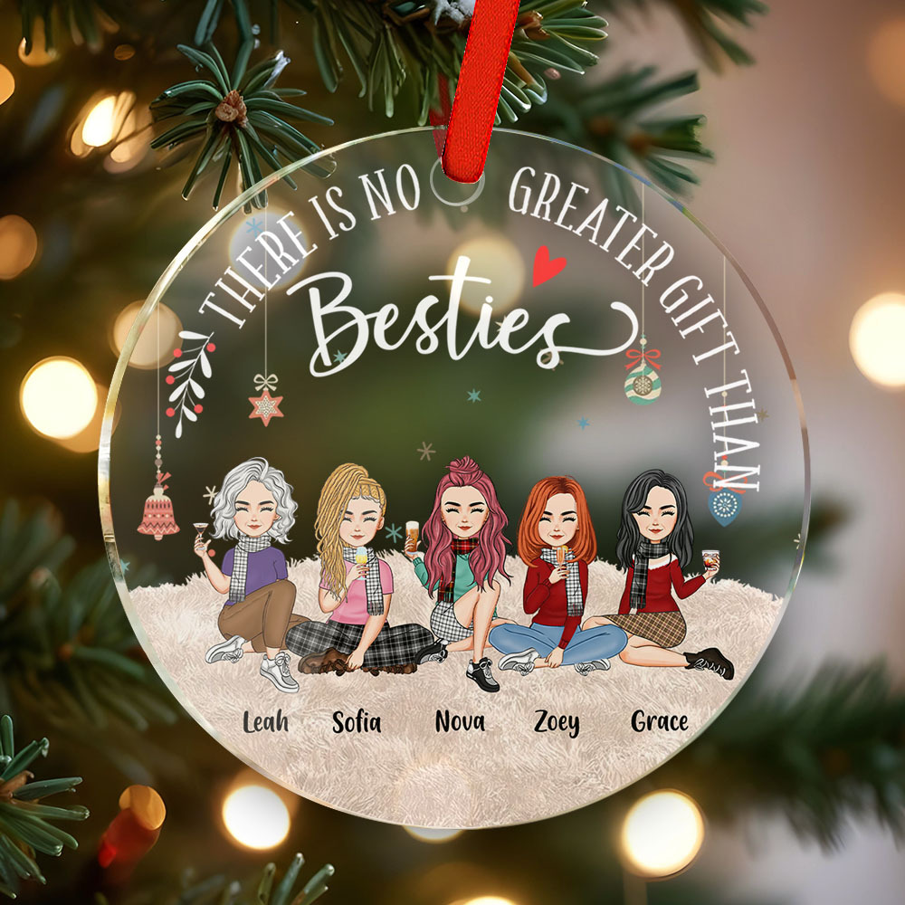 Personalized Circle Ornament Besties Forever Home Decor Best Christmas Gift