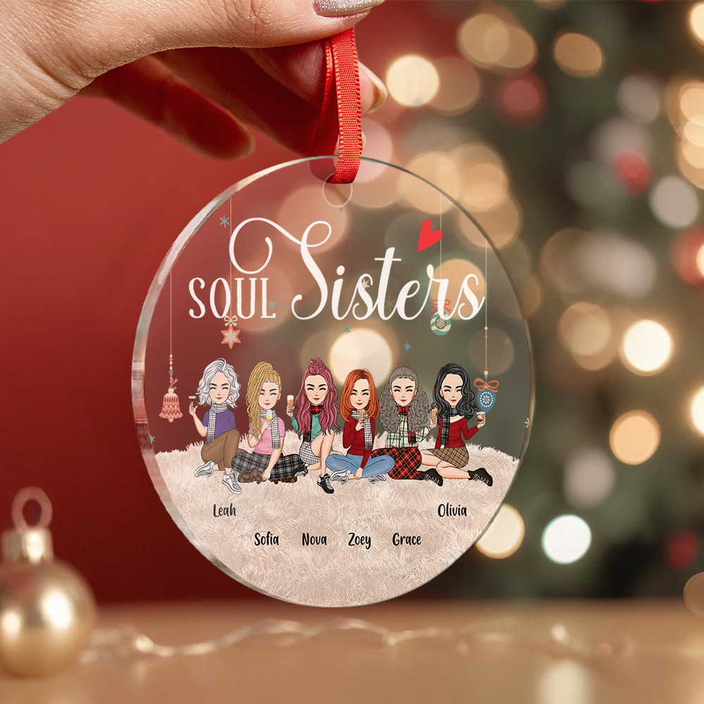 Personalized Circle Ornament Besties Forever Home Decor Best Christmas Gift