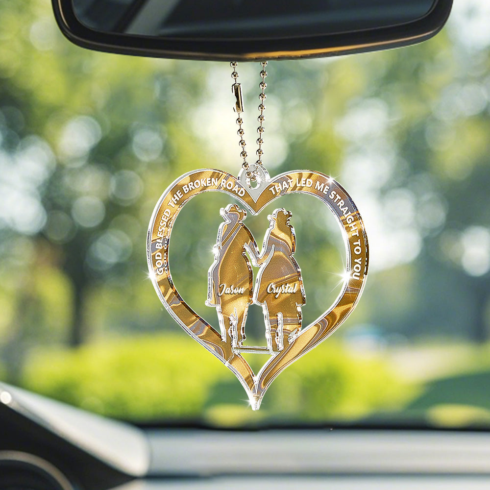 Personalized Cowboy And Cowgirl Holding Hands God Blessed Ornament Gift for Couples