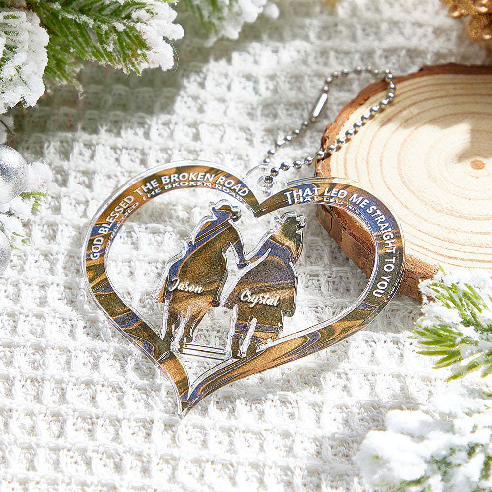 Personalized Cowboy And Cowgirl Holding Hands God Blessed Ornament Gift for Couples - soufeelus