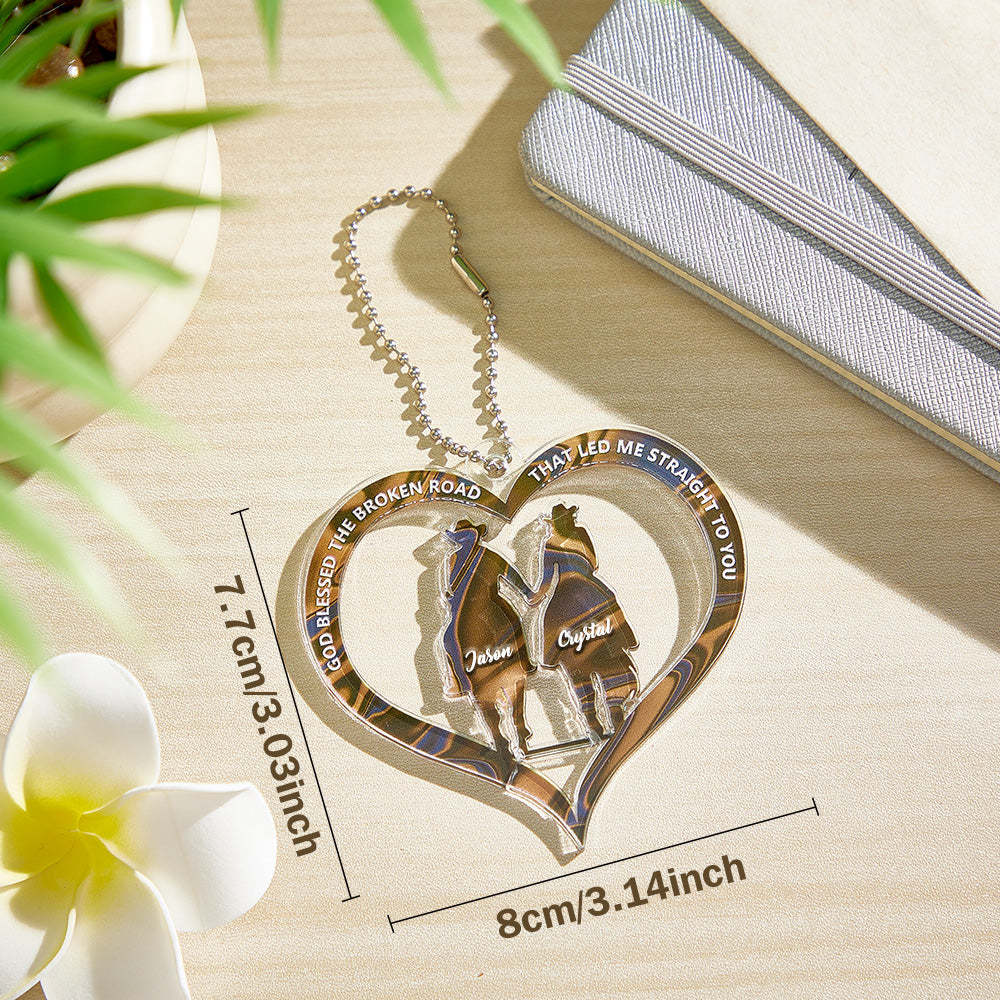 Personalized Cowboy And Cowgirl Holding Hands God Blessed Ornament Gift for Couples - soufeelus