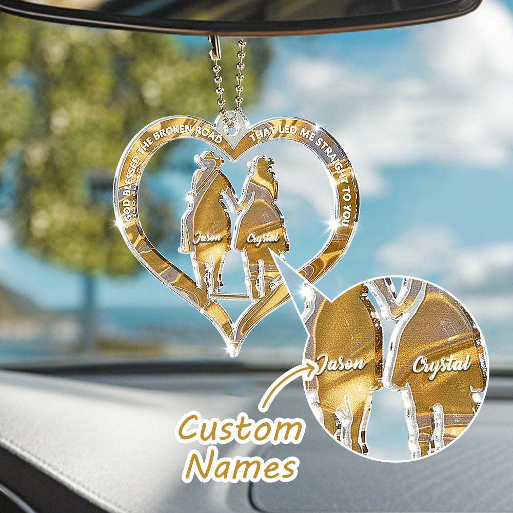 Personalized Cowboy And Cowgirl Holding Hands God Blessed Ornament Gift for Couples - soufeelus