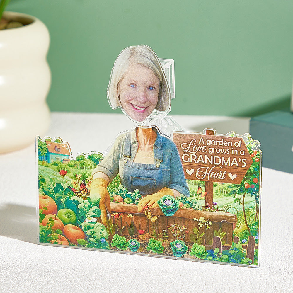 Personalized Face Grandma's Garden Shaking Head Standee Gift for Grandma detail