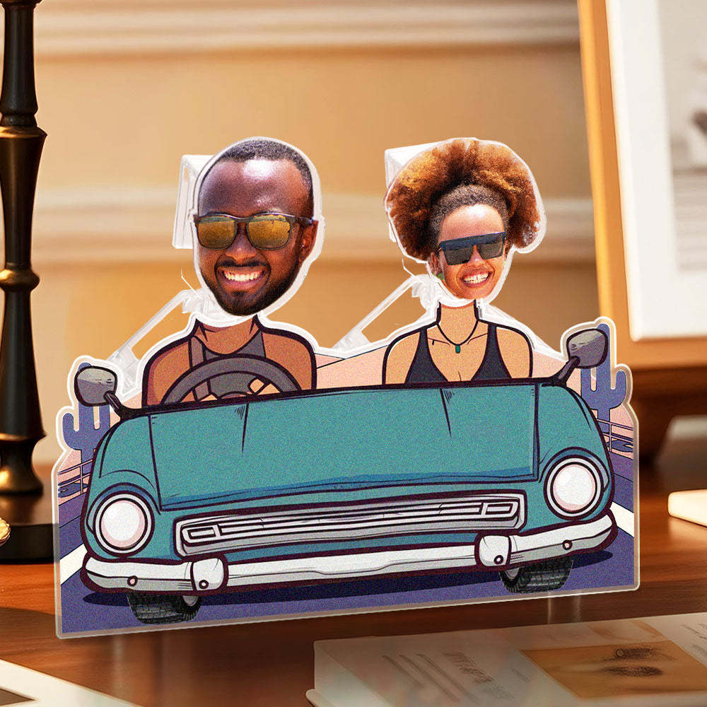 Personalized Face Couple In Car Shaking Head Standee Gift for Couple - soufeelus