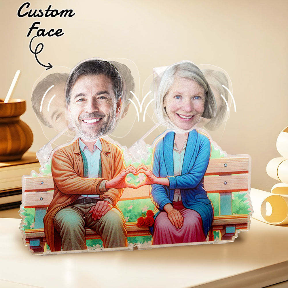 Personalized Face Grow Old Together Shaking Head Standee Gift for Dad and Mom - soufeelus