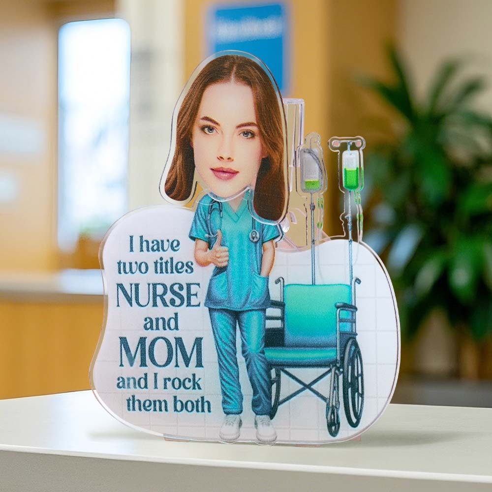 Personalized Face Nurse and Mom Shaking Head Standee Gift for Mom - soufeelus