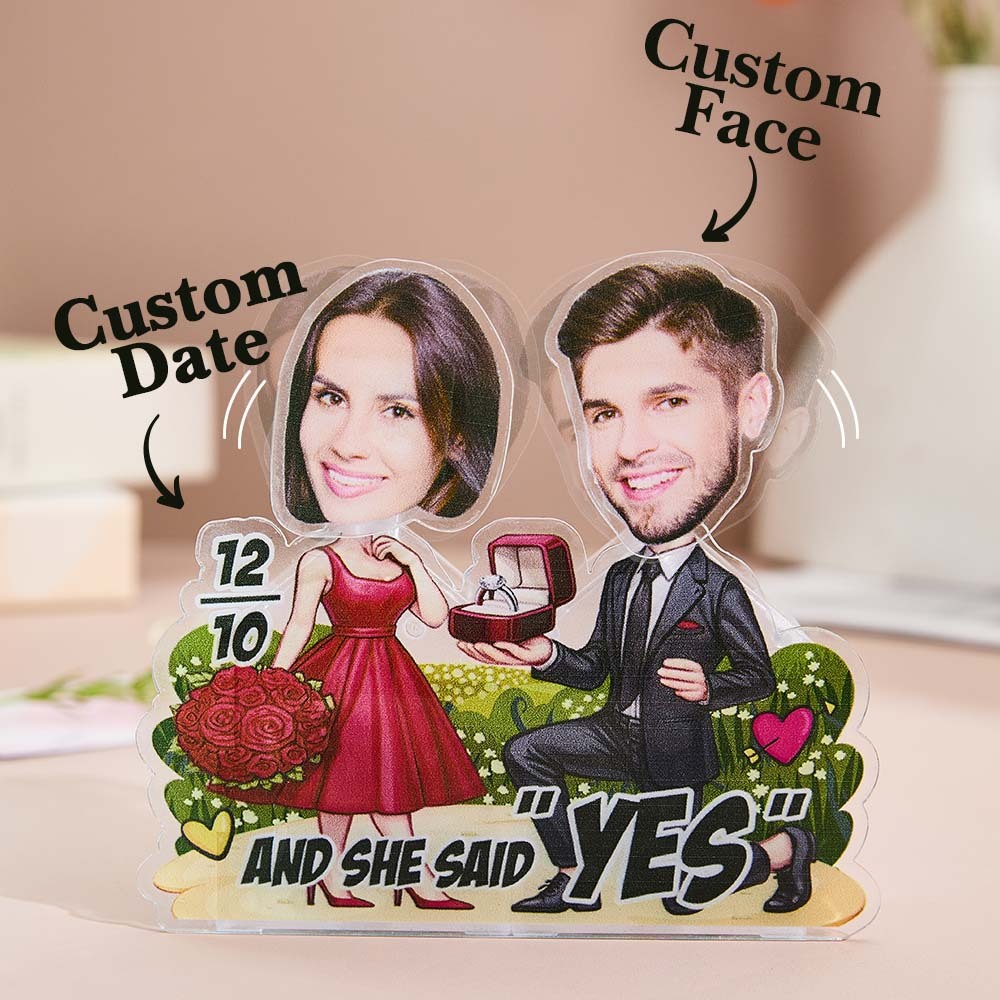 Personalized Face Propose Shaking Head Standee Gift for Couple - soufeelus