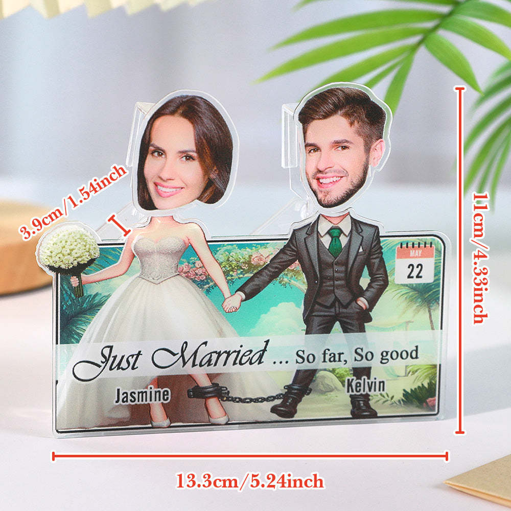 Personalized Face Newlywed Couple Shaking Head Standee Gift for Newlyweds - soufeelus