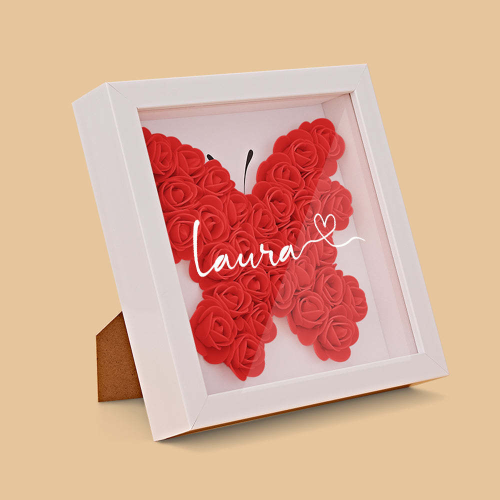 Custom Flower Shadow Box Personalized Name Flower Shadowbox Frame Gift - soufeelus