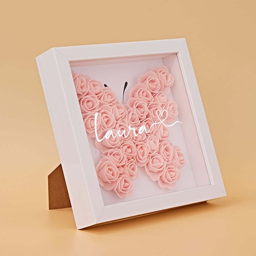 Custom Flower Shadow Box Personalized Name Flower Shadowbox Frame Gift - soufeelus