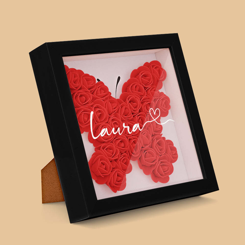 Custom Flower Shadow Box Personalized Name Flower Shadowbox Frame Gift - soufeelus