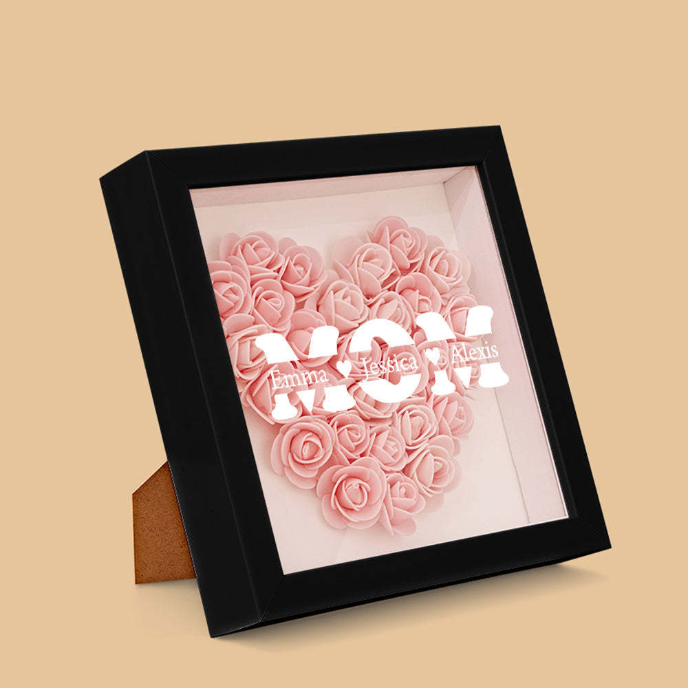 Custom Flower Shadow Box Personalized Name Flower Shadowbox Frame Gift