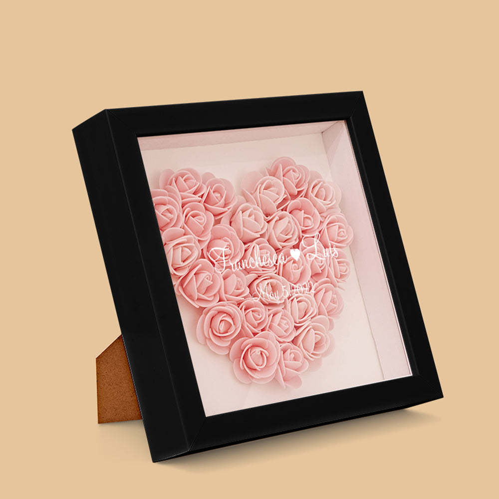 Custom Flower Shadow Box Personalized Name Flower Shadowbox Frame Gift