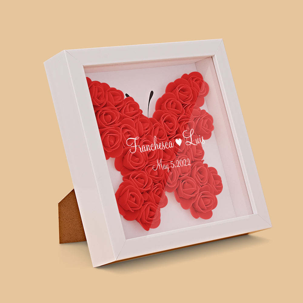 Custom Flower Shadow Box Personalized Name Flower Shadowbox Frame Gift