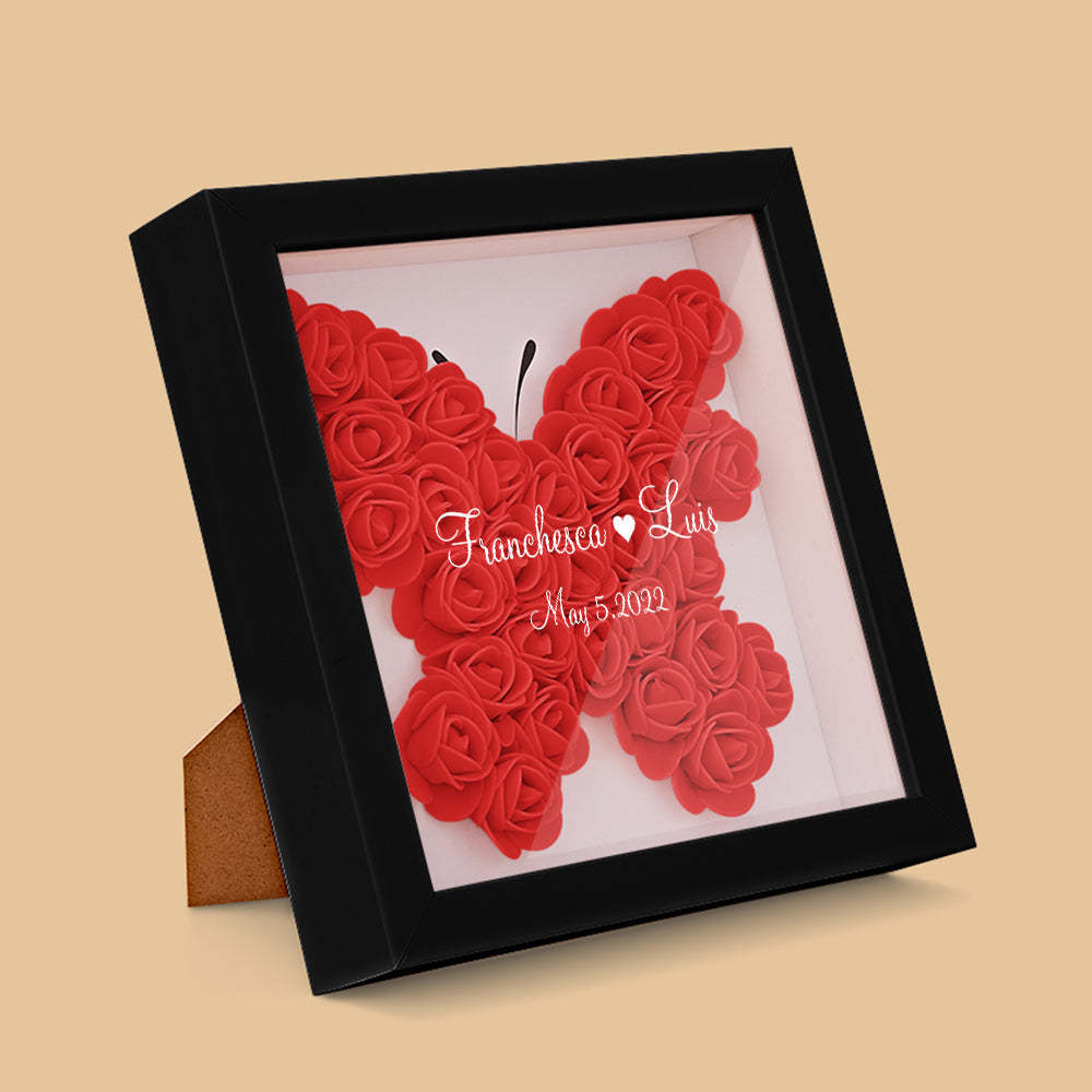 Custom Flower Shadow Box Personalized Name Flower Shadowbox Frame Gift