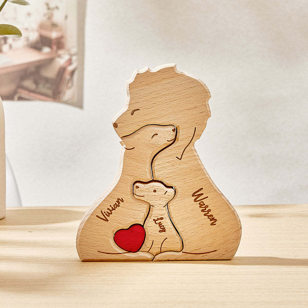 Personalized Wooden Lions Custom Family Member Names Puzzle Home Decor Gifts - soufeelus