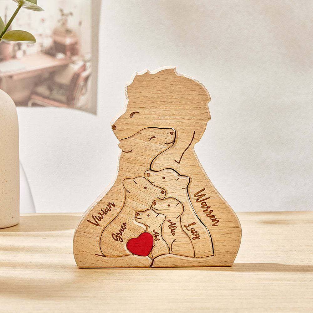 Personalized Wooden Lions Custom Family Member Names Puzzle Home Decor Gifts - soufeelus
