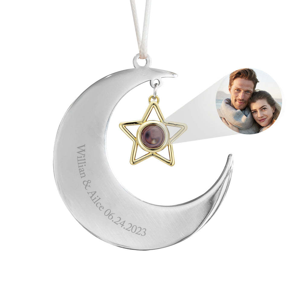 Personalized Projection Ornament Custom Crescent Star Ornament Gifts for Her - soufeelus