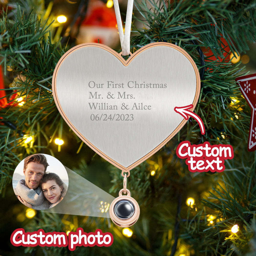 Custom Projection Ornament Personalized Heart Christmas Ornament Gifts for Her - soufeelus