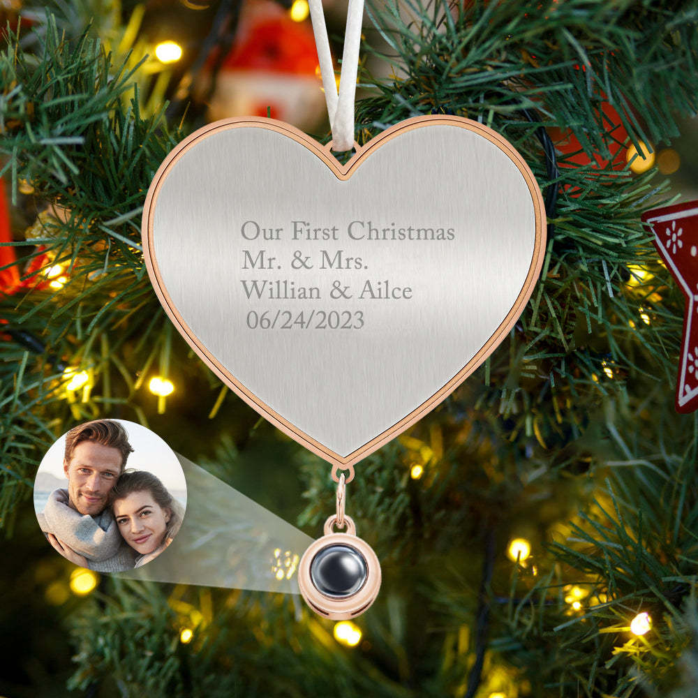 Custom Projection Ornament Personalized Heart Christmas Ornament Gifts for Her - soufeelus