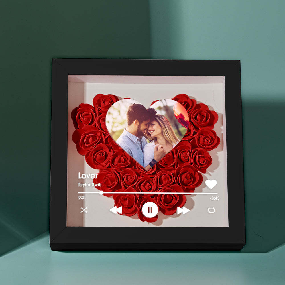 Custom Heart Flower Shadow Box with Photo Romantic Gifts for Lover - soufeelus