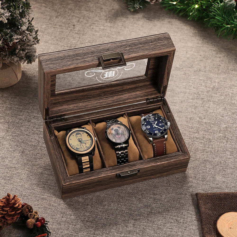 Custom Engraved Watch Box Personalized Watch Storage Case Gift for Men Christmas Gift - soufeelus