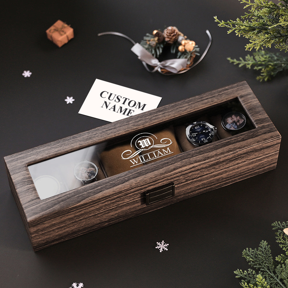 Custom Engraved Watch Box Personalized Watch Storage Case Gift for Men Christmas Gift - soufeelus