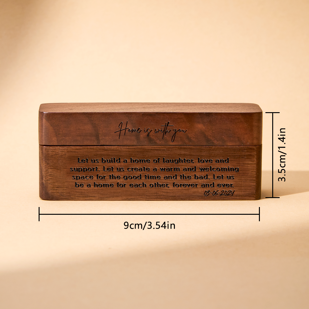 Personalized Engraved Wood Rings Bearer Box with Vow of Happiness Wedding Proposal Gift for Couple - soufeelus