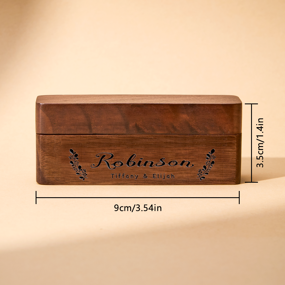 Personalized Engraved Wood Rings Bearer Box with Name Wedding Proposal Gift for Couple - soufeelus
