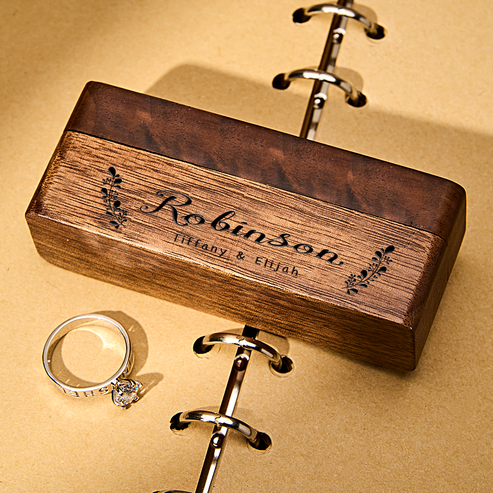 Personalized Engraved Wood Rings Bearer Box with Name Wedding Proposal Gift for Couple - soufeelus