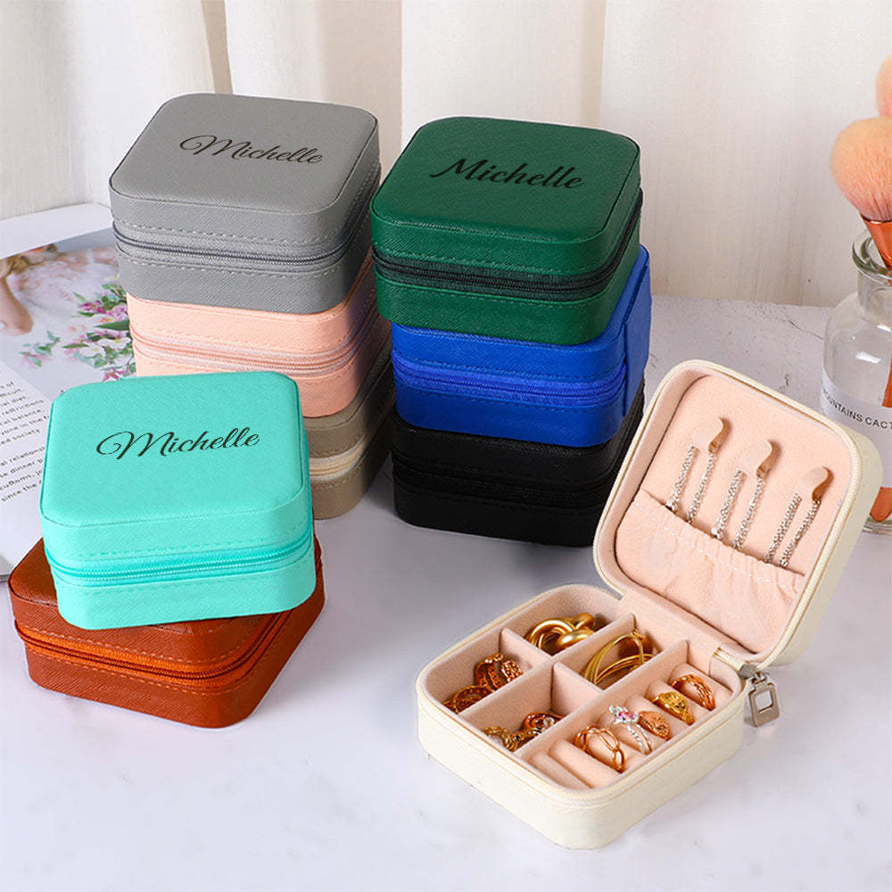 Personalized Name PU Leather Jewelry Box Jewelry Organizer Gifts for Her - soufeelus