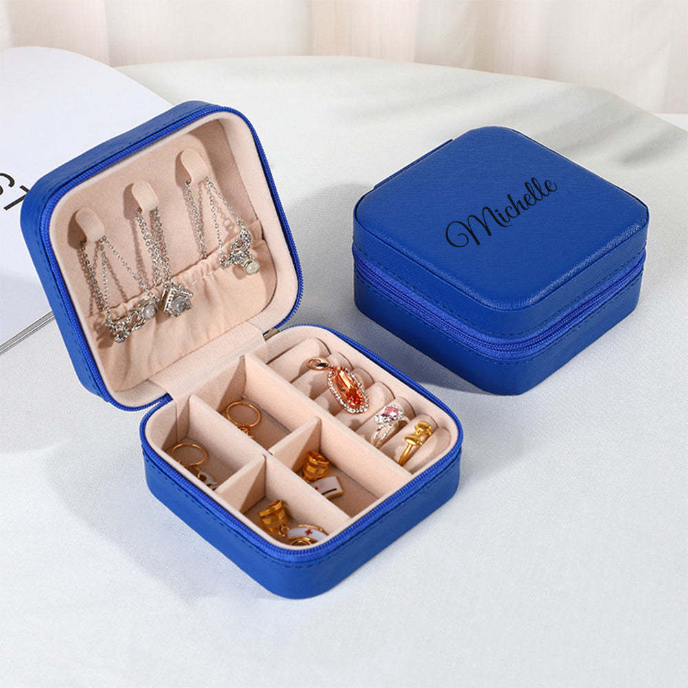 Personalized Name PU Leather Jewelry Box Jewelry Organizer Gifts for Her - soufeelus