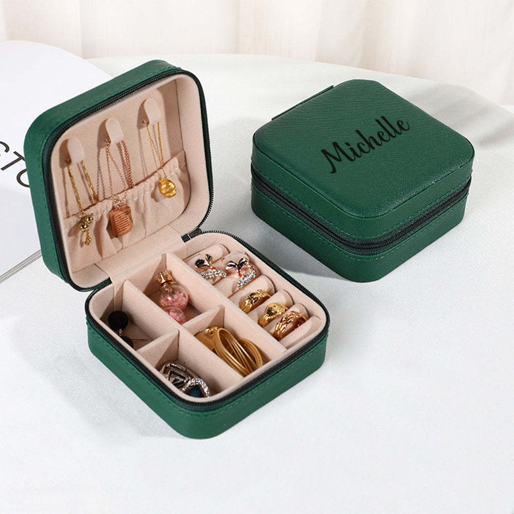 Personalized Name PU Leather Jewelry Box Jewelry Organizer Gifts for Her - soufeelus