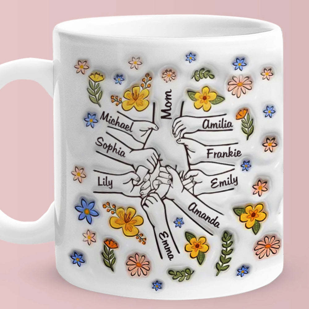 Personalized Custom 3D Inflated Effect Printed Mug You Hold Our Hands Also Our Hearts Gift For Mom Grandma - soufeelus