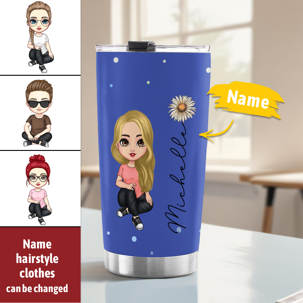Personalized Cute Cartoon Birth Flower Water Cup Personalized Tumbler Cup Birthday Back to School Gift for Kids - soufeelus