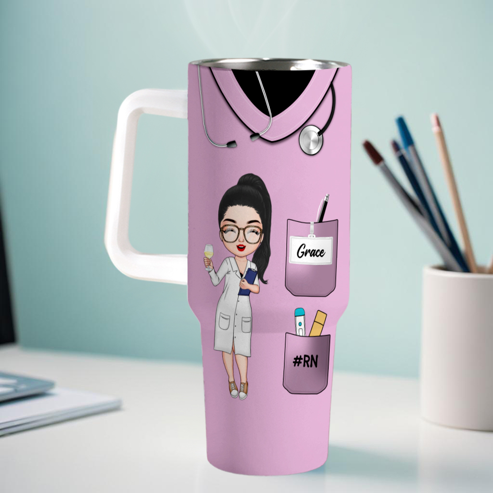 Custom Nurse Personalized Custom 40 Oz Stainless Steel Tumbler Medical Gift for Nurse