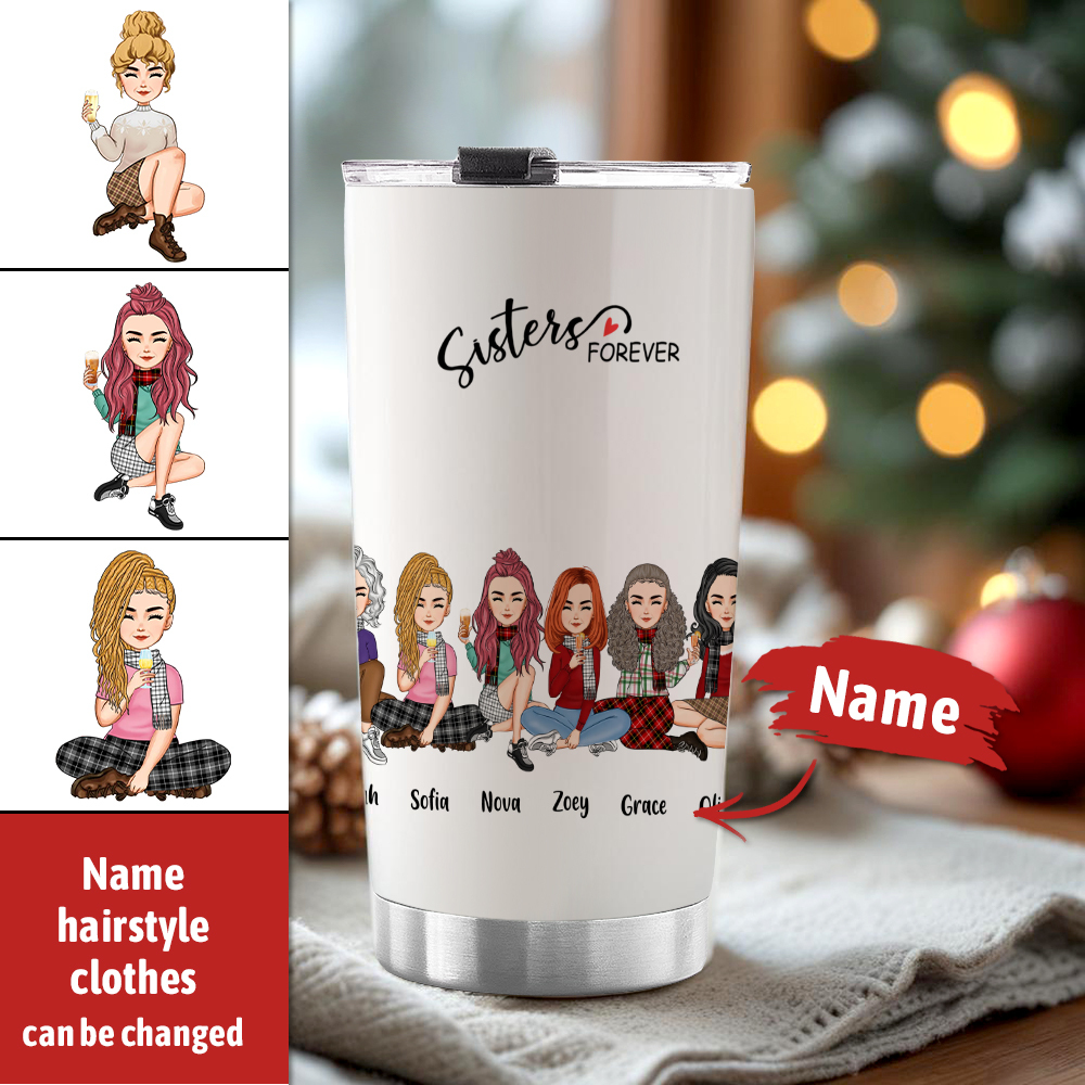 Custom Tumbler Cup with Straw Custom Text and Accessories Tumbler Besties Forever Christmas Gifts - soufeelus