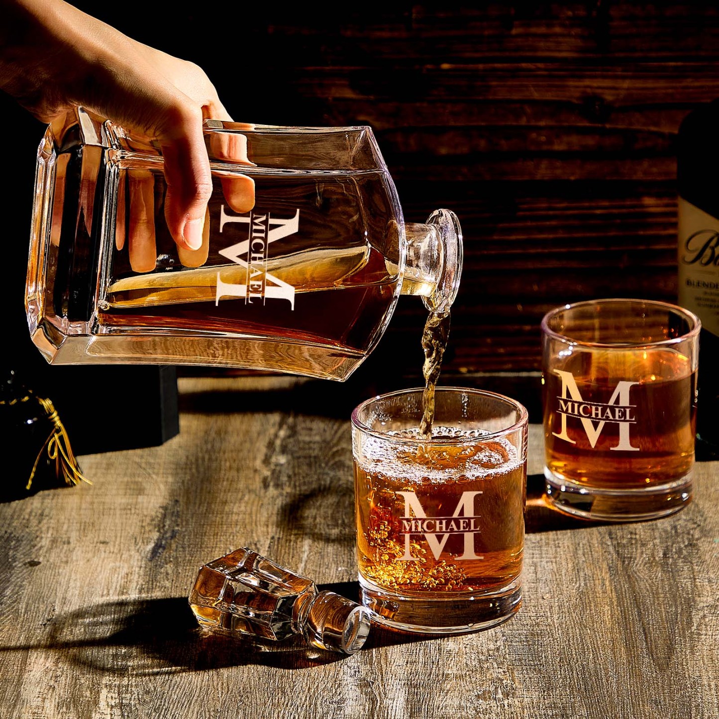 Personalized Decanter Set with 2 Whiskey Glasses Gifts For Friends Gifts For Him