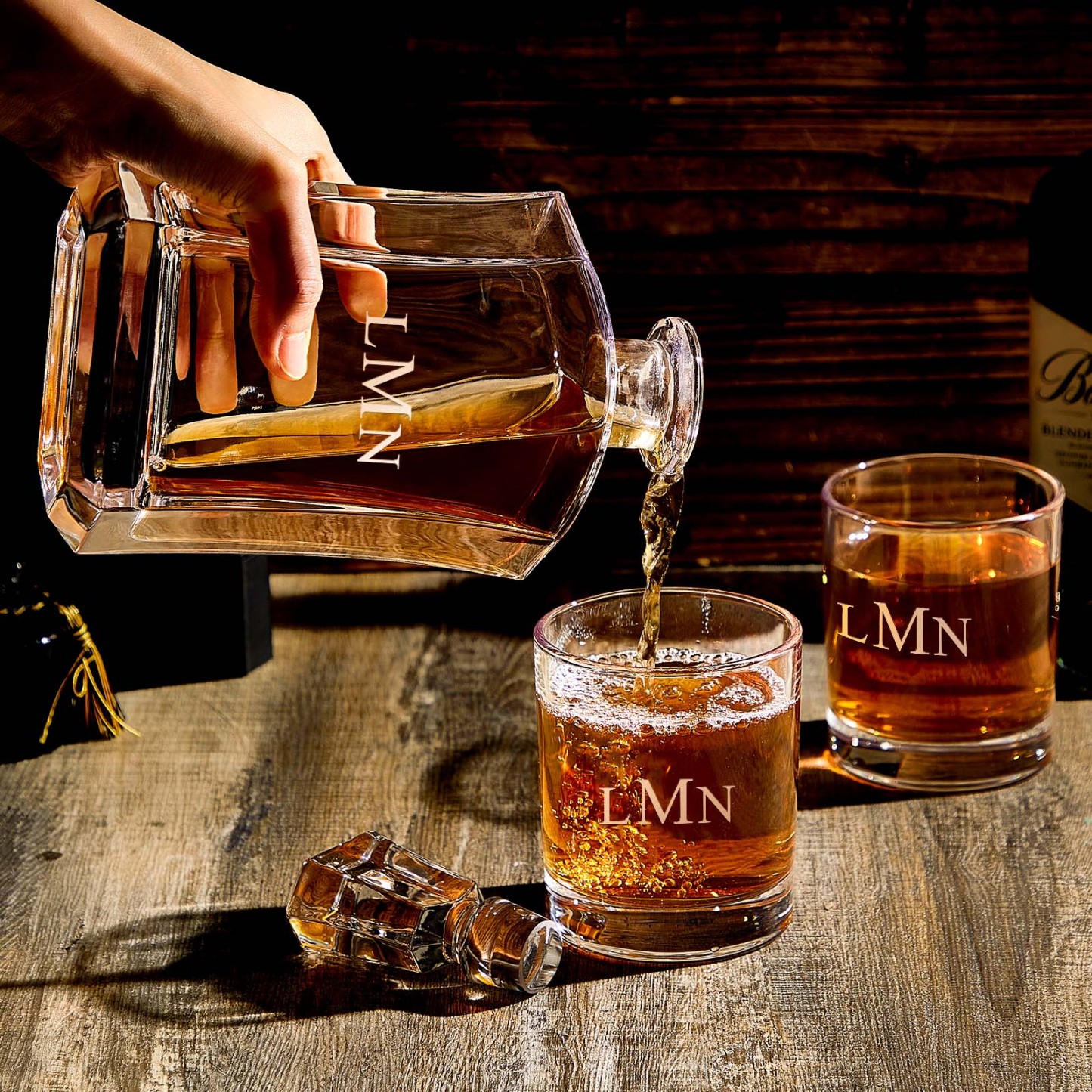 Personalized Decanter Set with 2 Whiskey Glasses Gifts For Friends Gifts For Him