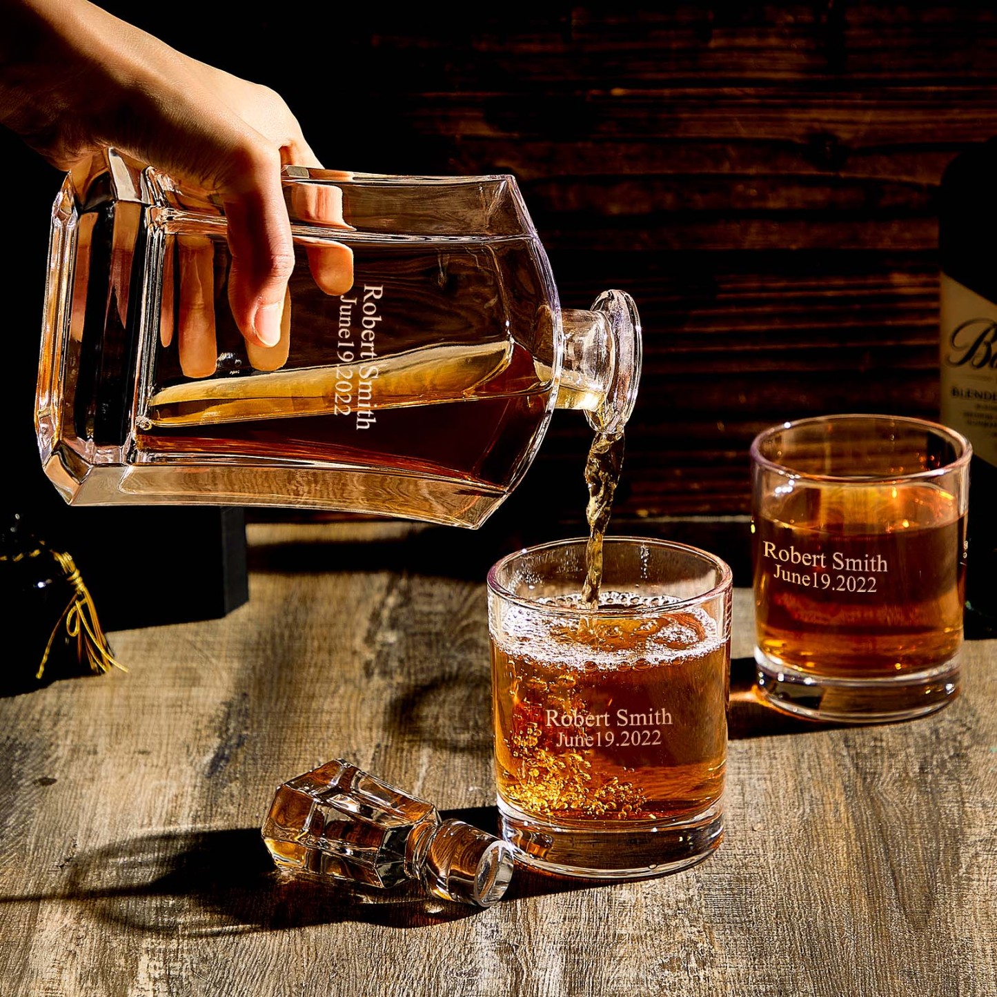 Personalized Decanter Set with 2 Whiskey Glasses Gifts For Friends Gifts For Him