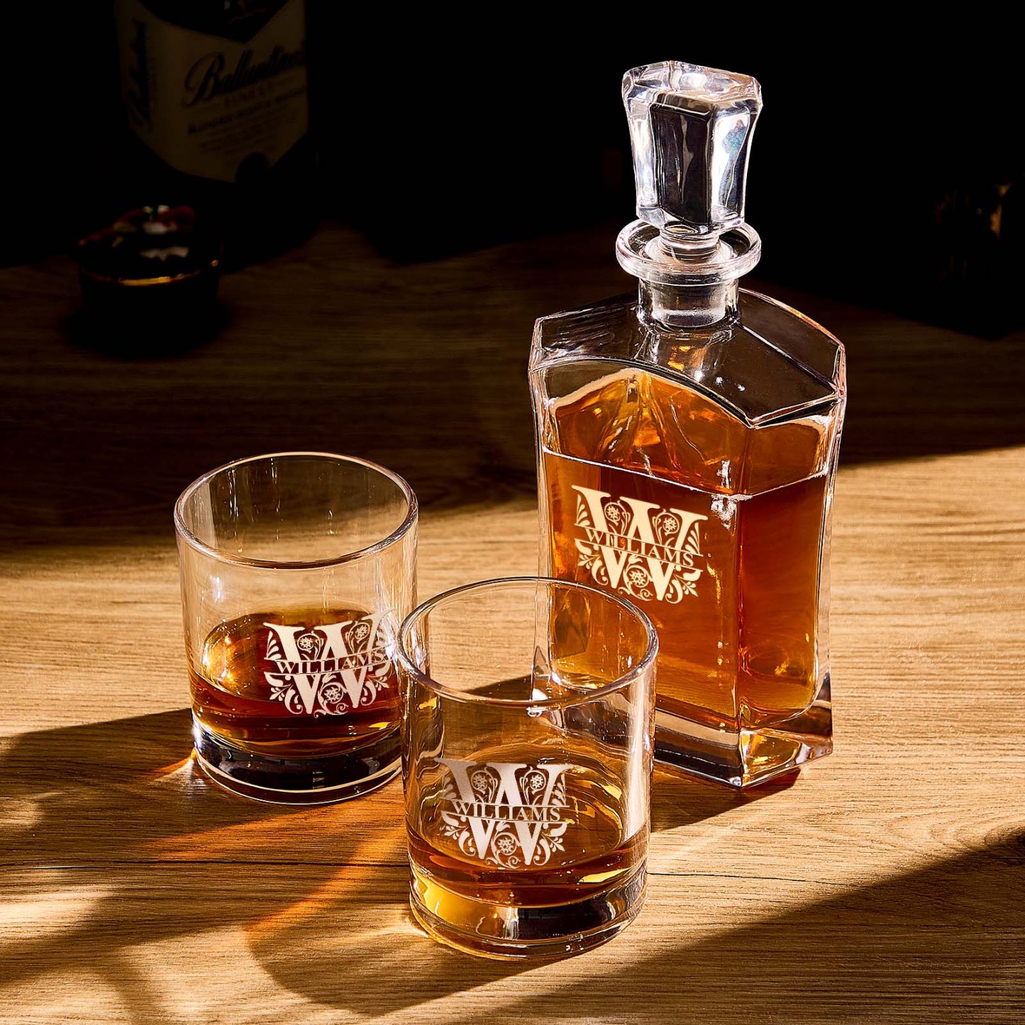 Personalized Decanter Set with 2 Whiskey Glasses Gifts For Friends Gifts For Him