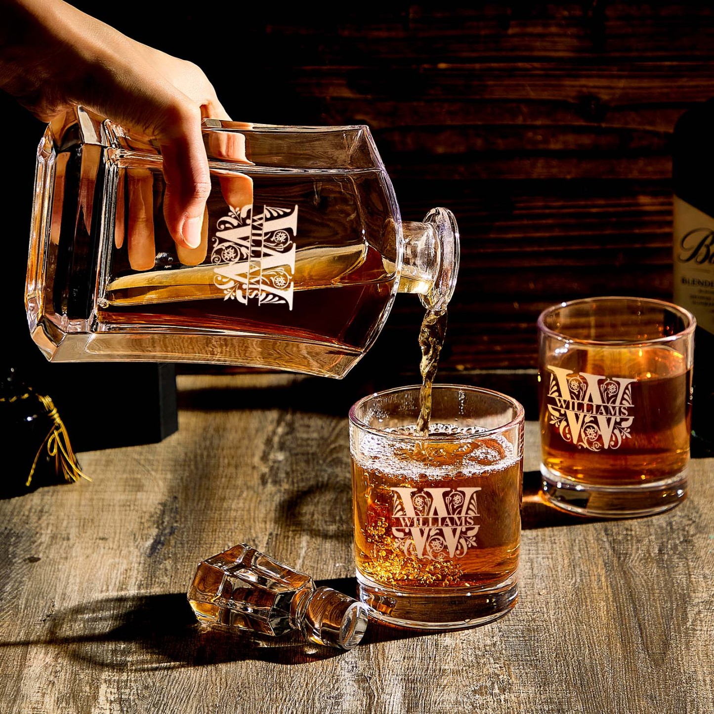 Personalized Decanter Set with 2 Whiskey Glasses Gifts For Friends Gifts For Him