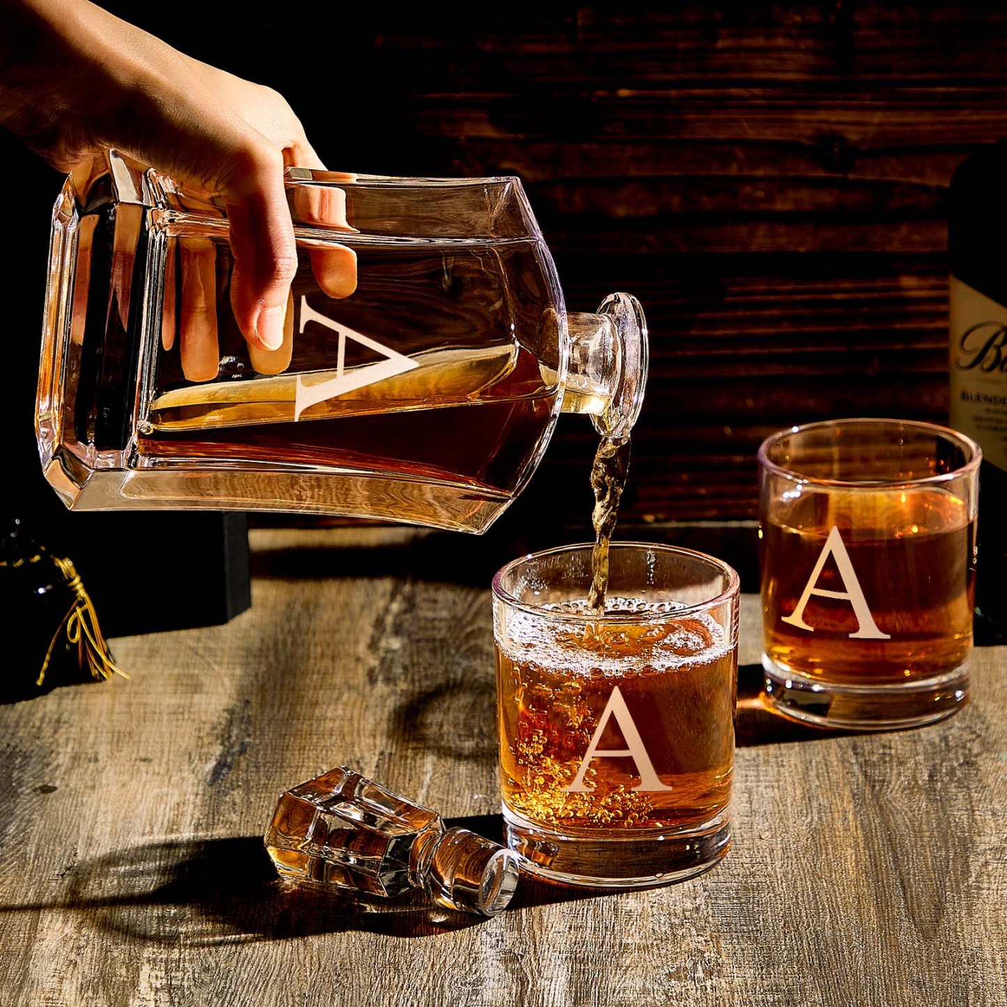 Personalized Decanter Set with 2 Whiskey Glasses Gifts For Friends Gifts For Him