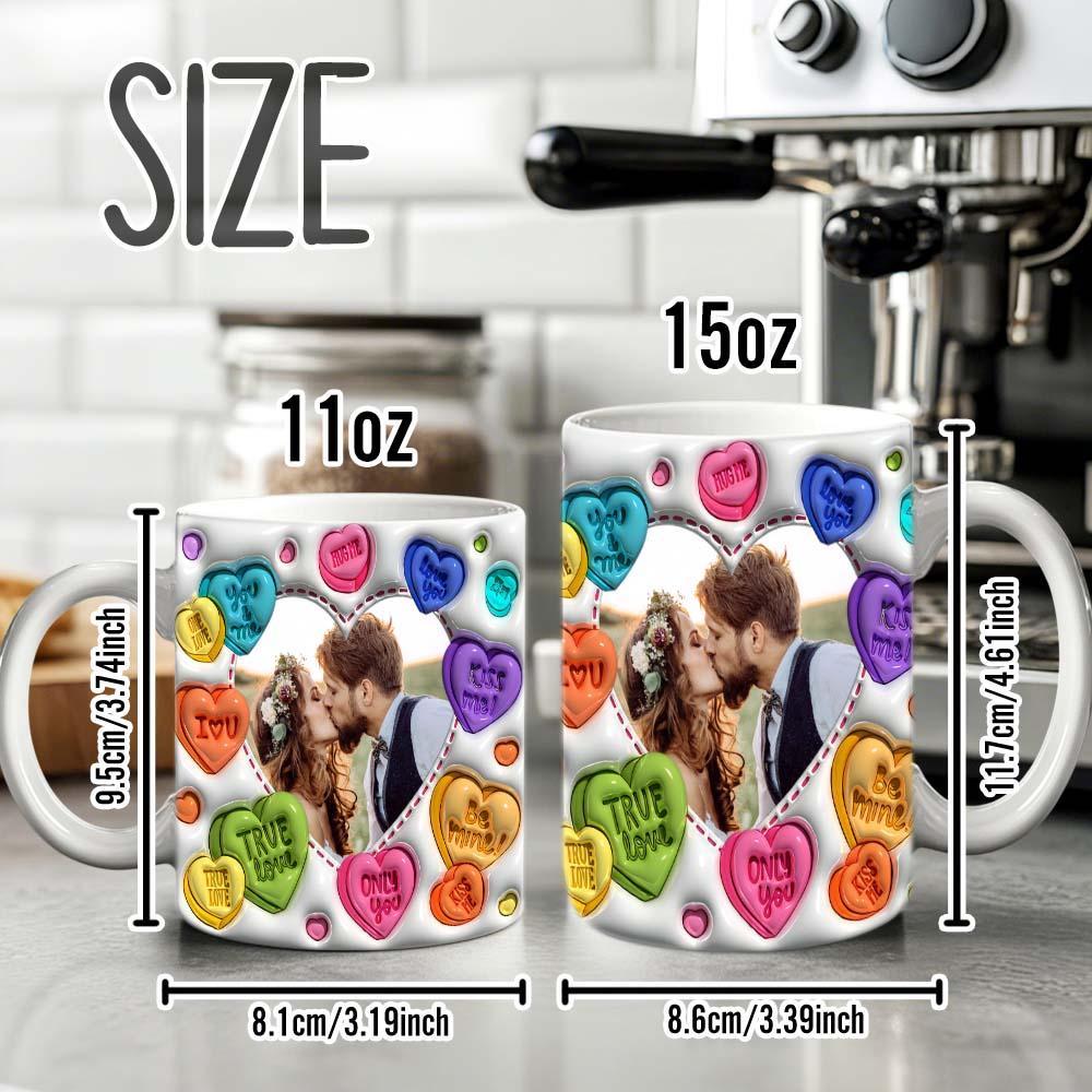 Personalized Couple Photo With Heart Pattern 3D Inflated Mug Gift for Lover - soufeelus