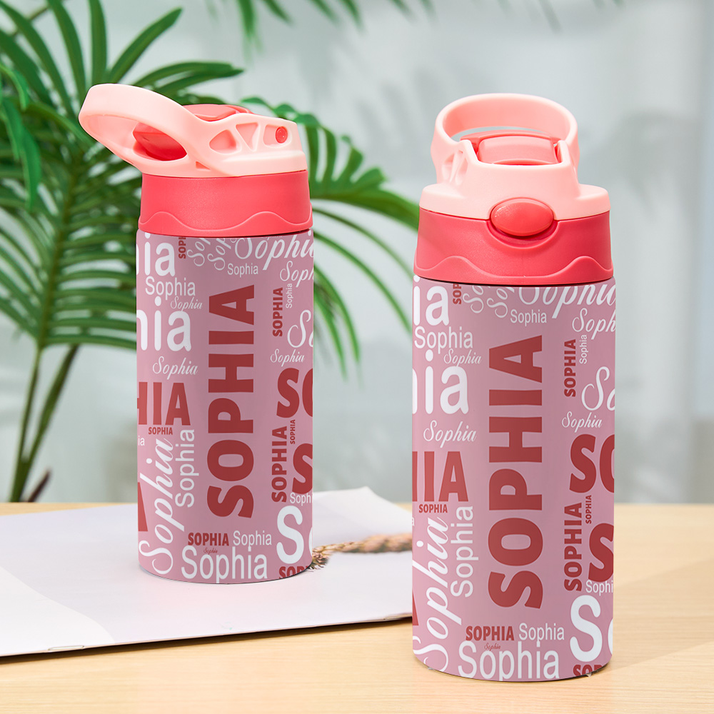 Custom Name Stainless Water Bottle Personalized Name Gift Multi Color Back to School Supplies for Kids